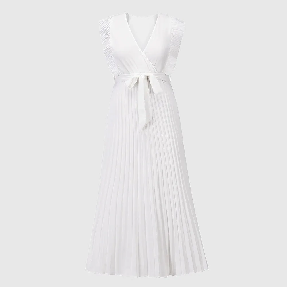 Women's Elegant Ruffle Sleeve Slim Fit Chiffon Dress