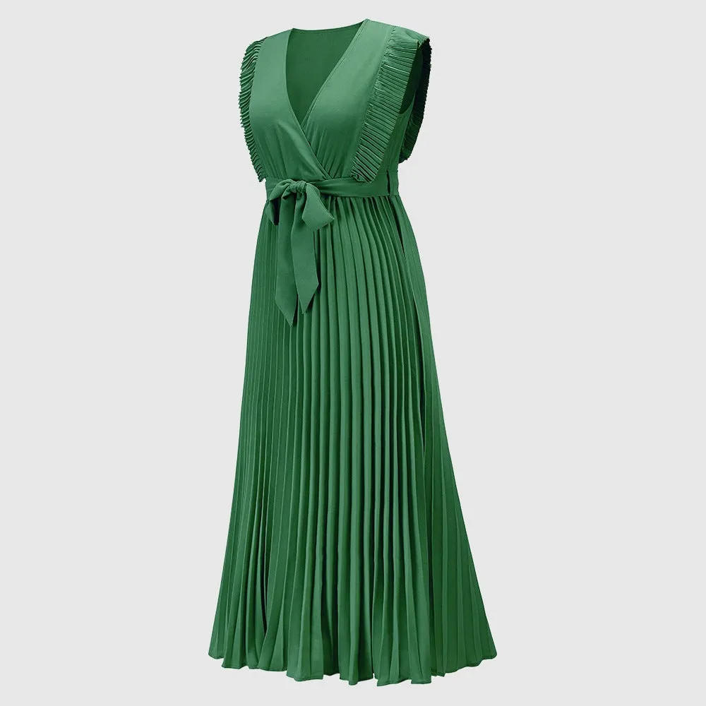 Women's Elegant Ruffle Sleeve Slim Fit Chiffon Dress