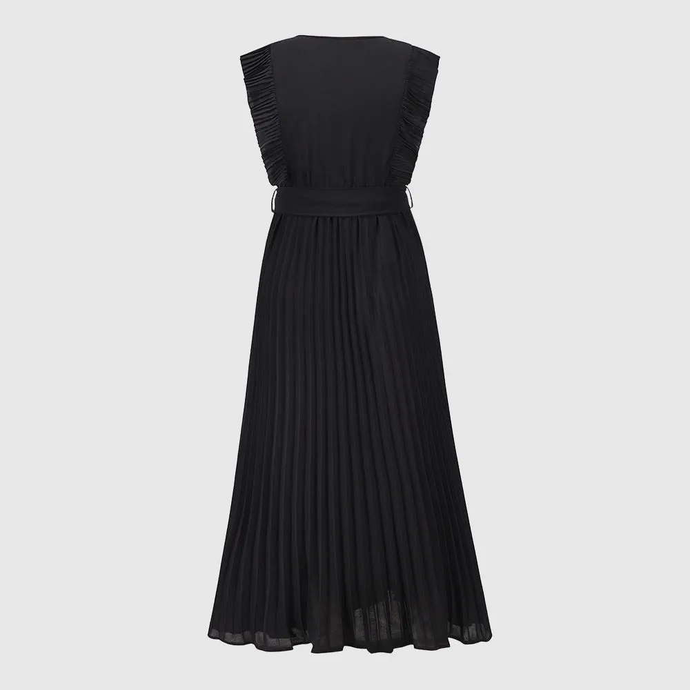Women's Elegant Ruffle Sleeve Slim Fit Chiffon Dress
