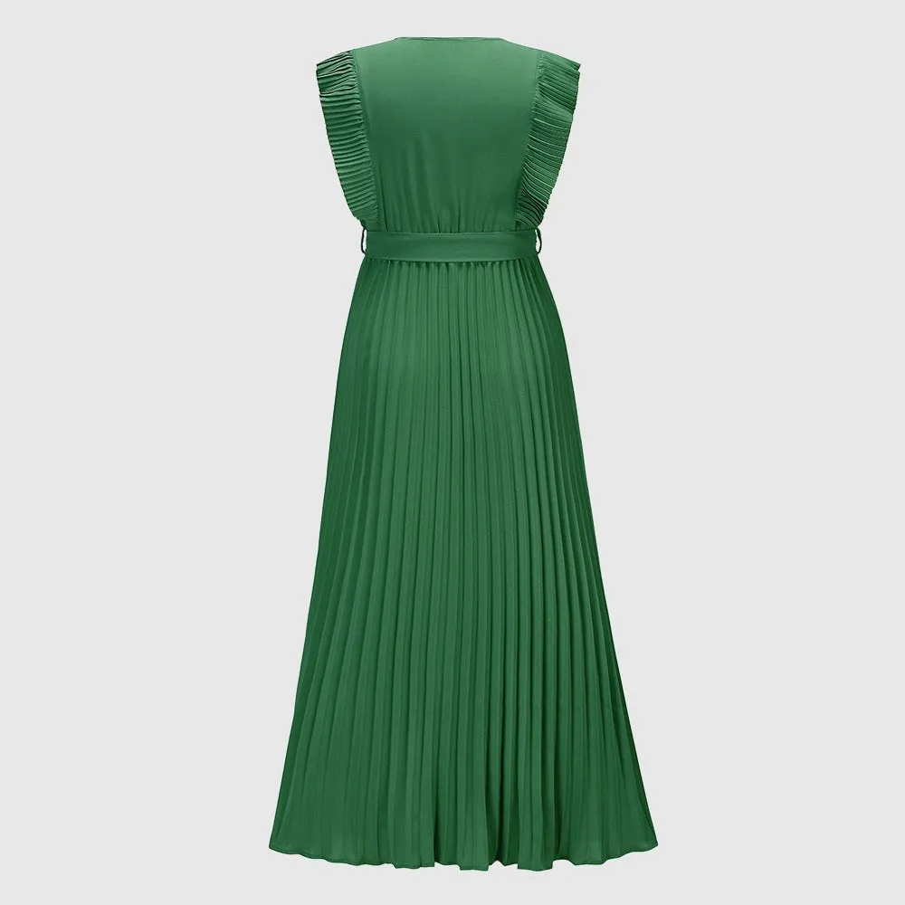 Women's Elegant Ruffle Sleeve Slim Fit Chiffon Dress