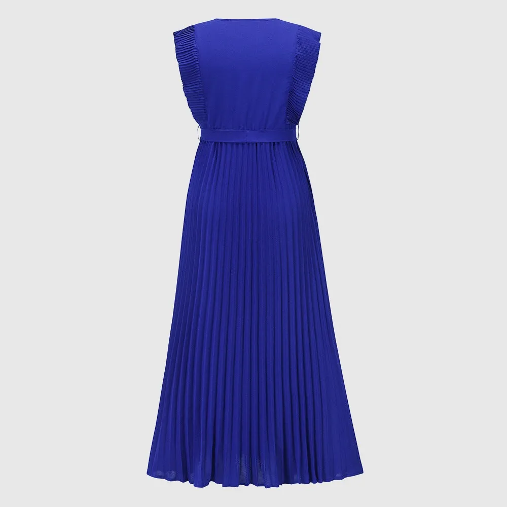Women's Elegant Ruffle Sleeve Slim Fit Chiffon Dress