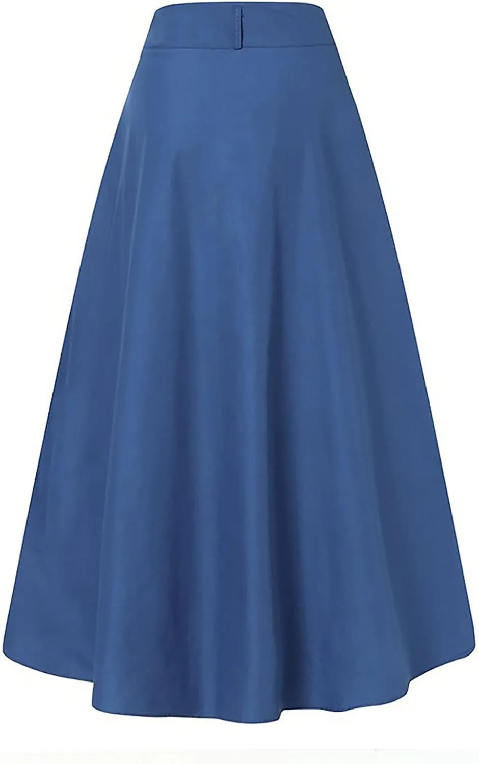 Women's Spring and Summer Casual Loose Solid Color A Line High Waist Skirt with Pocket Buttons Fashion Skirts for