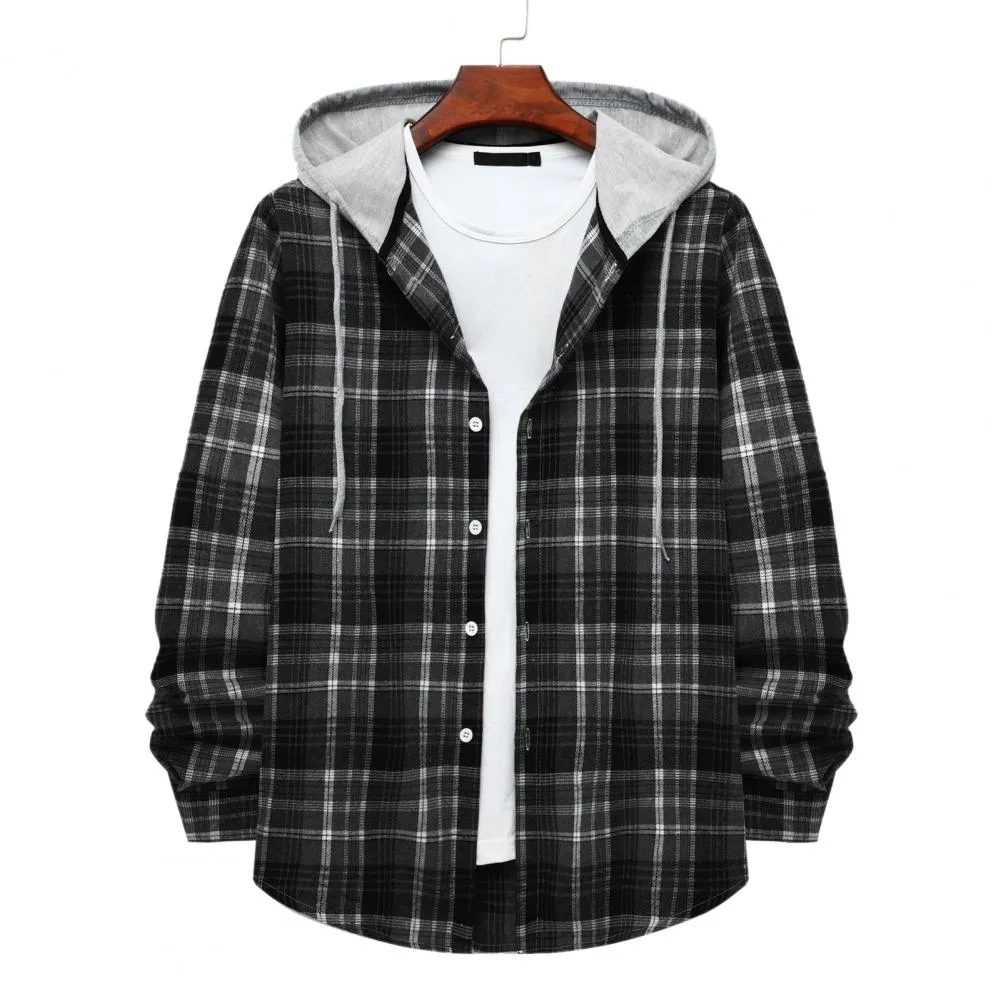 xiangtuibao Chic Spring Shirt Hooded Single-breasted Long Sleeves Autumn Shirt  Loose Autumn Shirt for Work